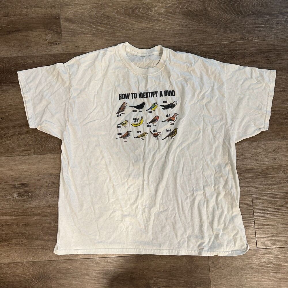 How to Identify a Bird Funny Graphic Tee Meme Birdwatcher T-Shirt Mens XL